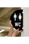 Wc Women-Men Double Sided - Side Mounted Directional Sign 18X30Cm - Black Plexiglass