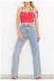 Extra High Waist Loose Leg Blue Snow Wash Women's Jeans