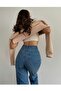 Scool Blue Lycra Super High Waist Loose Jean Trousers. (super High.) Wide Leg. - 2