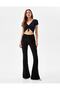 Black Ikon Spanish Flare Leg Jeans No Fade Black Spanish Jeans High Waist Denim Trousers - 2