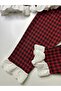 Houndstooth Patterned 3-Piece Baby Girl Set in Burgundy - 5