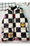 Unisex Children's Luxury Checkered Puffer Vest Black-White - 2