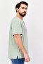 Men Henley Neck Short Sleeve Heather T-Shirt, Sage Green - 4