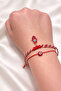 Red Glass Evil Eye Bead, Pearlescent Fatma Ana Evil Eye Martenitska Set with Card - 2