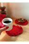 Lovely Linen Frilly Coaster Red - 5