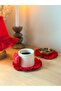 Lovely Linen Frilly Coaster Red