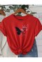 Unisex Women/Men Oversize Crewneck T-Shirt with Butterfly Sakura Flower Print