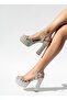 Silver Stone and Glitter High Platform Evening Dress Shoes