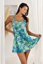 Round Neck Shorts Dress Swimsuit 4148 - 4