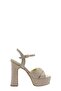 Gold Patterned Cross Strap Platform Heeled Women's Shoes