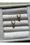 Sapphire Stone Gold Color Steel Hoop Earrings Handcrafted - 2