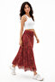 Tulle Midi Skirt with Flexible Waist, Patterned, Lined, Does Not Show Throught the Fabric