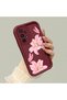 Samsung Galaxy A23 Compatible Silicone Material Shockproof Maroon Color Case Lily Pattern
