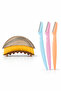 Boxed Wood-Look Lymph Drainage Face-Neck Massage Brush + 3-Piece Eyebrow Razor Set