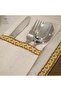 Six-Piece Raw Linen Yellow Striped American Service Set (35X55 with Spoon Holder Gift) - 4