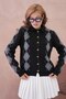 Women's Polo Collar Button Detail Patterned Knitwear Jacket //V12246 - 3