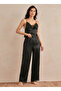 Women's 2-Piece Pajama Set with Satin Collar and French Lace Details - 3