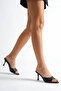 Heeled women's slippers - 7 cm thin heeled pointed toe women's slippers black - 7