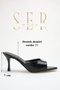 Heeled Women's Slippers - 7 cm Thin Heeled Pointed Toe Women's Slippers Black Yanki