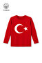 Boys and Girls Moon Star Turkish Flag Printed Long Sleeve Tshirt Badi - 2