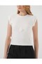 929 Short Sleeve Knitted Blouse - White - 4