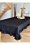 Lune Linen Dertsiz Ruffled Tablecloth Black