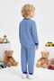 Boy's Blue Striped Cotton Pajama Set – Long Sleeve, Bottom and Top Set - 3