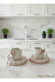 Handmade Pink Bow Design 4-Piece Coffee Cup Set for 2 People 90 Ml. - 4