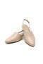 Closed Front Open Heel Low Heel Beige Women's Shoes - 4