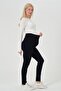 Maternity Adjustable Waist High Waist Skinny Jersey Pants Dark Blue - 4