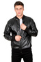 Black Stitching Detailed College Collar Slim Fit Lycra Men's Faux Leather Jacket Coat 23020587