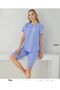 Women's Short Sleeve Capri Henley Collar 100% Cotton Pajama Set - 2