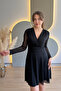 Black Tulle Dress with Ruffles and Stones - 6