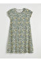 Crew Neck Patterned A-Line Dress