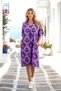 Purple Patterned Shirt Collar Pocket Short Dress