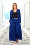 Cobalt Blue Patterned Sleeve Epaulette Pocket Shirt Trousers Set - 2