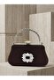 Brown Z.A.R.A. Satin Crystal Stone Embroidered Chain Women's Evening Dress Bag Wedding Engagement Graduation - 3