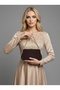 Brown Z.A.R.A. Satin Crystal Stone Embroidered Chain Women's Evening Dress Bag Wedding Engagement Graduation