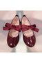 Burgundy Bow Detail Shoes for Children, Babet
