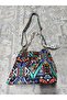 Women's Soft Leather 3-Compartment Handbag, Shoulder Bag with Scarf and Chain Accessories - 5