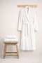 Men's Bathrobe 100% Cotton Certified 3-Piece Shawl Collar White Bathrobe and Towel Set - 2