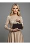 Brown Z.A.R.A. Satin Crystal Stone Embroidered Chain Women's Evening Dress Bag Wedding Engagement Graduation
