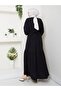 Women's Front Stripe Detailed Tie-Back Ayrobin Hijab Dress - 3