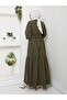 Women's Front Stripe Detailed Tie-Back Ayrobin Hijab Dress - 2