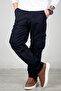 Navy Blue Wide Cut Gabardine Cargo Pants – Lycra Outdoor Style Multi-Pocket Men's Trousers 1705421