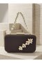 Brown Z.A.R.A. Satin Gold Crystal Stone Embroidered Chain Women's Evening Dress Bag Wedding Graduation - 4