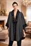 Women's Fur Detailed Wide Fit Flowy Poncho - 6