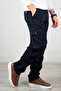 Navy Blue Wide Cut Gabardine Cargo Pants – Lycra Outdoor Style Multi-Pocket Men's Trousers 1705421 - 4