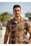 Relaxed Fit Patterned Short Sleeve Loose Lapel Collar Summer Shirt Shorts Set - 4