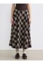 Brown Plaid A-Line Skirt with Zipper at the Waist - 3